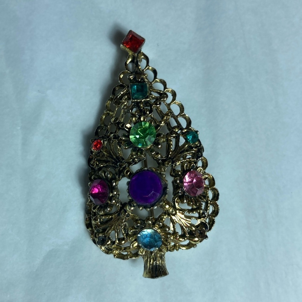 Vintage Multicolor Gemstone Brooch